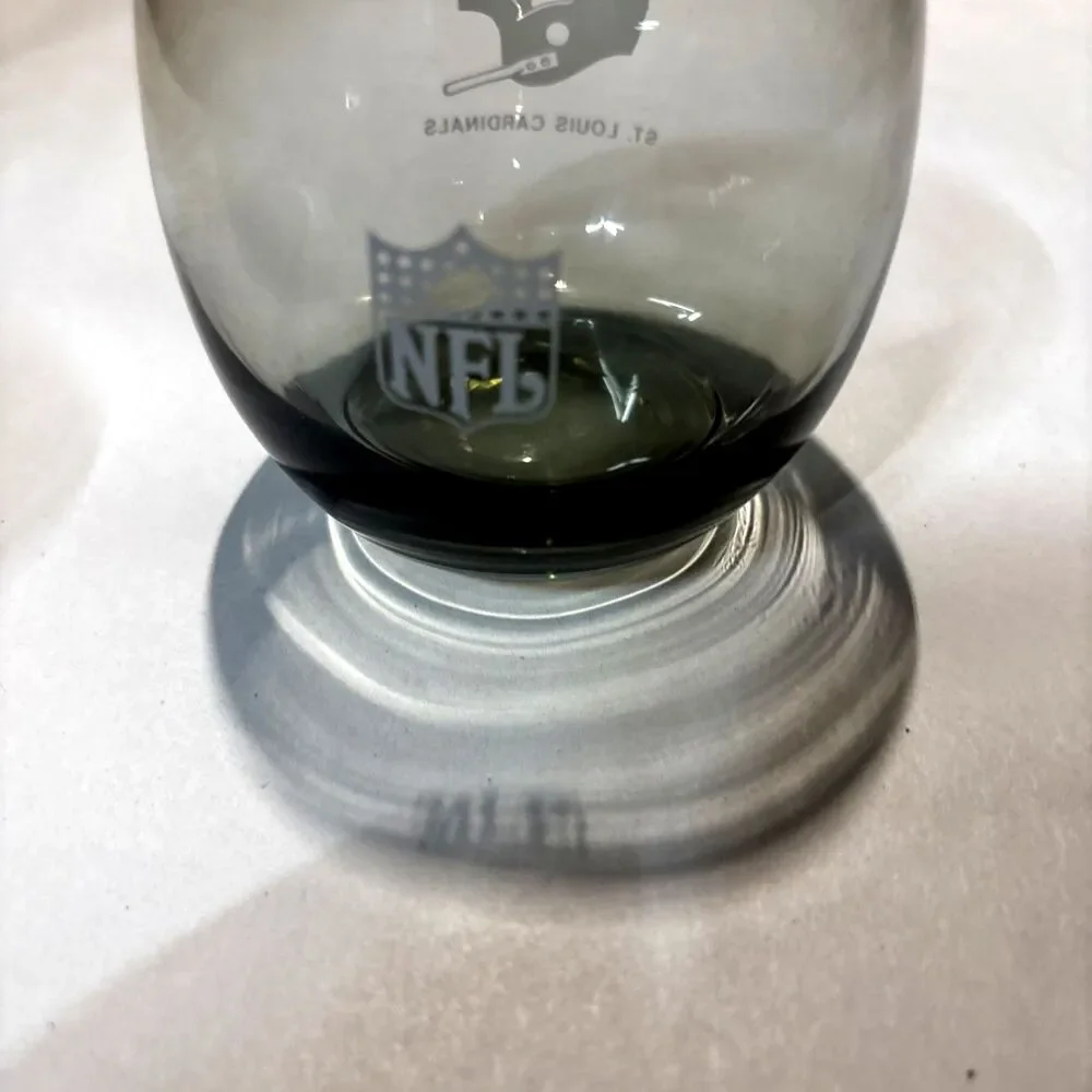 Vintage 1970s NFL St. Louis Cardinals Smoked Low Ball Whiskey Glass